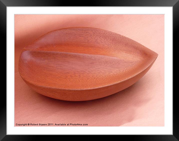 Carved wood leaf bowl Framed Mounted Print by Robert Gipson
