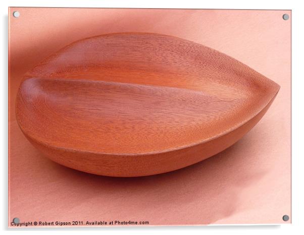 Carved wood leaf bowl Acrylic by Robert Gipson