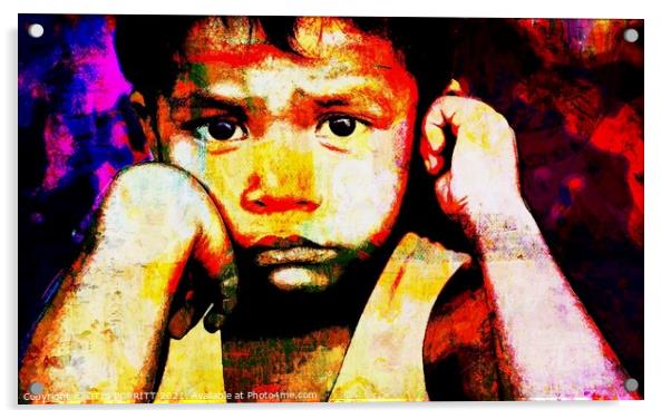 CHILDREN IN WAR POVERTY Acrylic by OTIS PORRITT