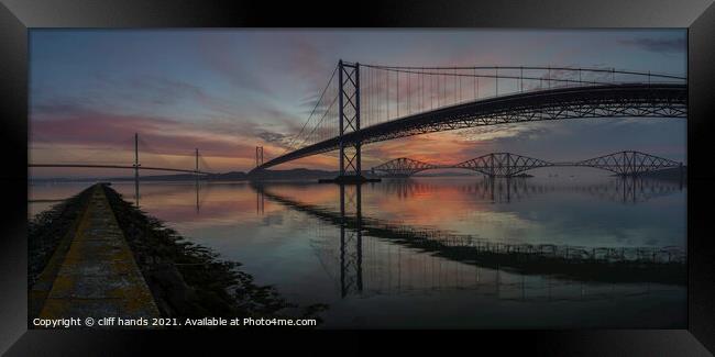 Forth Bridges at sunrise. Framed Print by Scotland's Scenery