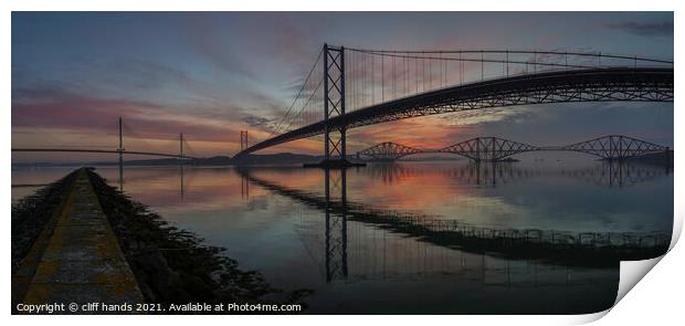 Forth Bridges at sunrise. Print by Scotland's Scenery