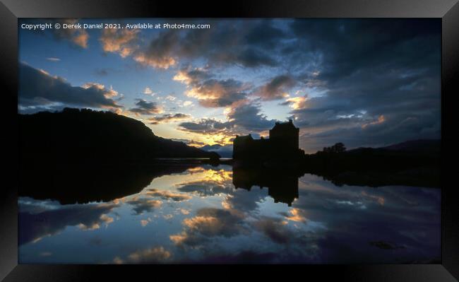 Majestic Sunset at Eilean Donan Castle Framed Print by Derek Daniel
