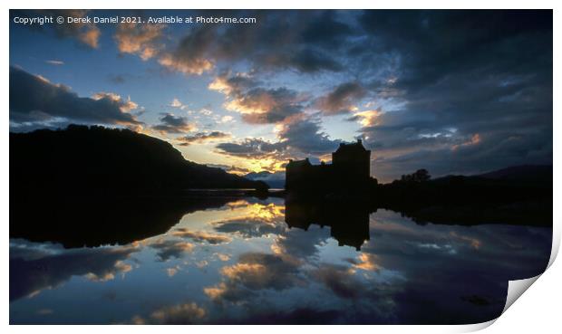 Majestic Sunset at Eilean Donan Castle Print by Derek Daniel