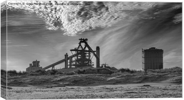 Redcar Steelworks Blast Furnace Black and white Canvas Print by Greg Marshall