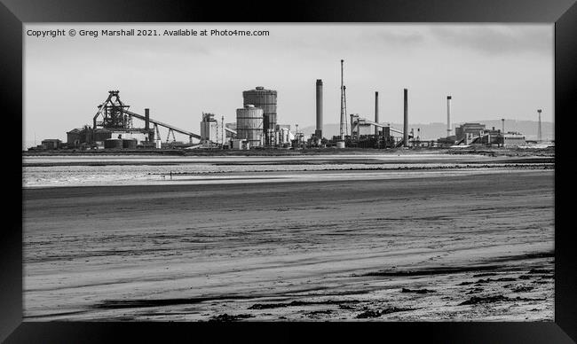 Redcar Steelworks from The North Gare Teesside - M Framed Print by Greg Marshall