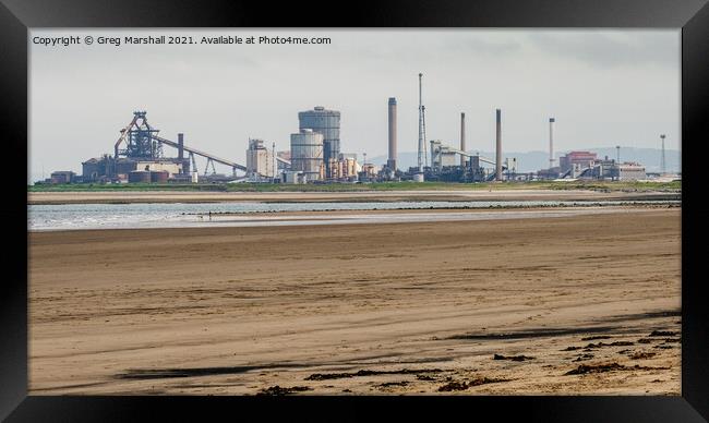 Redcar Steelworks from The North Gare Teesside Framed Print by Greg Marshall