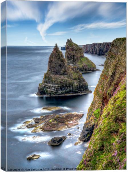 The Stacks of Ducansby Canvas Print by Alan Simpson