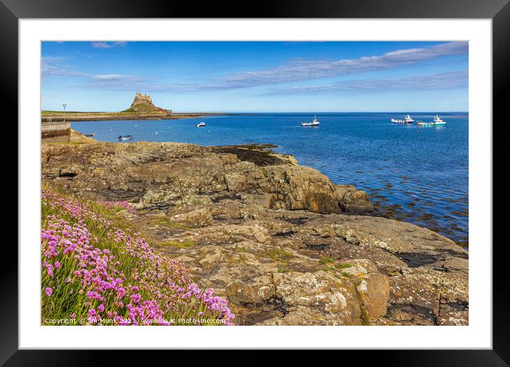 Across the harbour to Lindisfarne Castle  Framed Mounted Print by Jim Monk