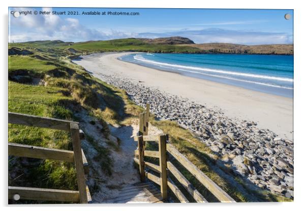 White sands at Vatersay beach in the Outer Hebrides Acrylic by Peter Stuart
