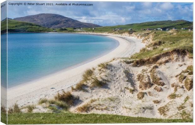 White sands at Vatersay beach in the Outer Hebrides Canvas Print by Peter Stuart