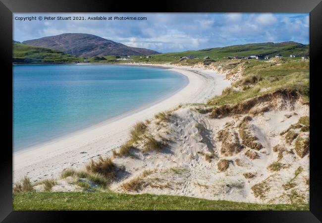 White sands at Vatersay beach in the Outer Hebrides Framed Print by Peter Stuart