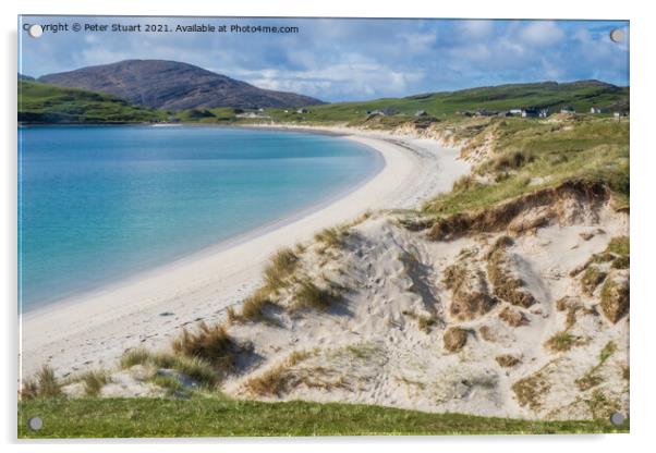 White sands at Vatersay beach in the Outer Hebrides Acrylic by Peter Stuart