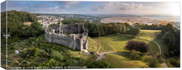 Oystermouth Castle overlooking Swansea Bay. Canvas Print by Chris North