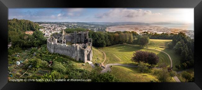 Oystermouth Castle overlooking Swansea Bay. Framed Print by Chris North
