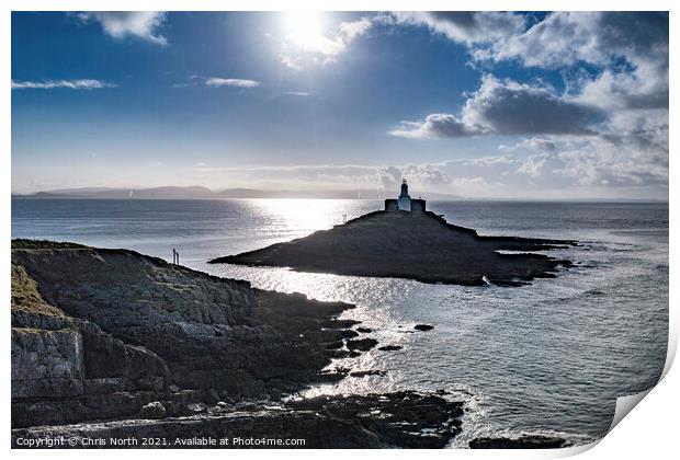 Mumbles Lighthouse, and the Gower Coast. Print by Chris North