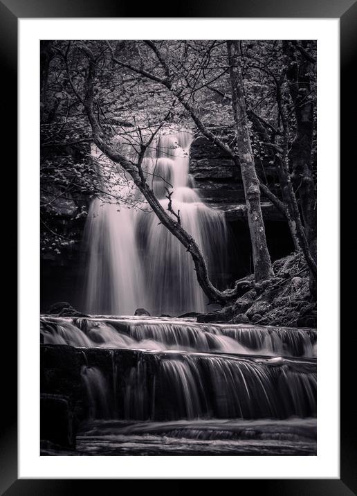 Summerhill Force at Gibson's Cave Framed Mounted Print by Liam Neon