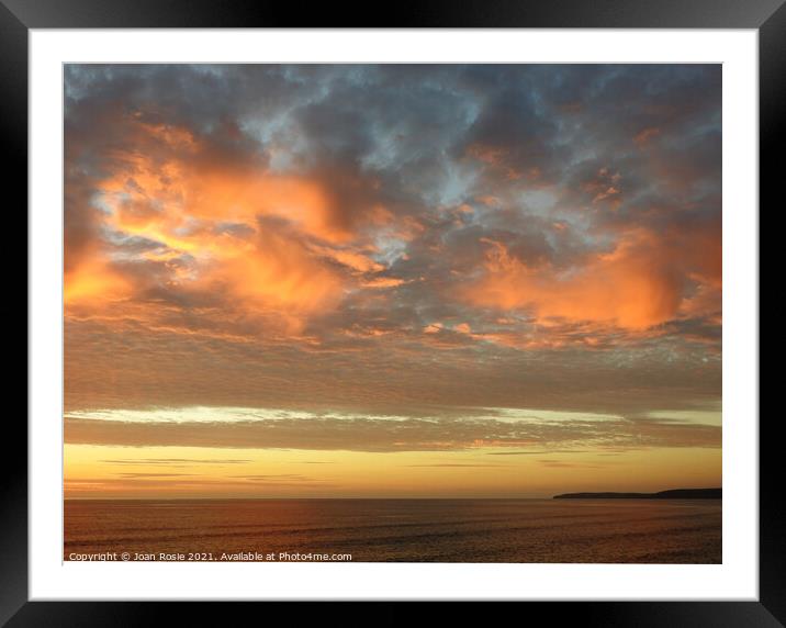 Spectacular red clouds at sunset in North Devon Framed Mounted Print by Joan Rosie