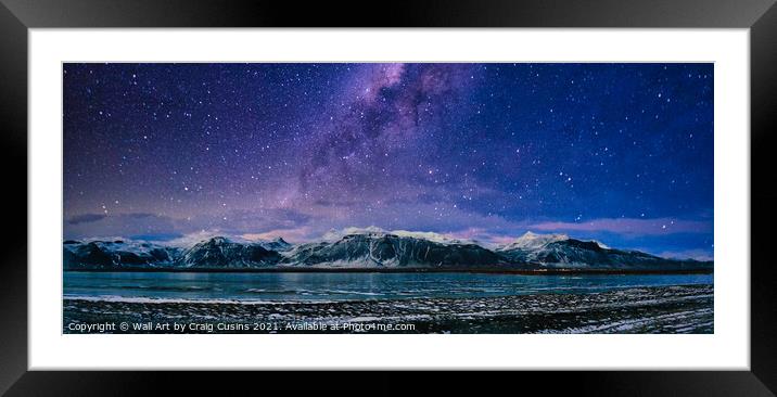 Night Sky over an Iceland Fjord Framed Mounted Print by Wall Art by Craig Cusins