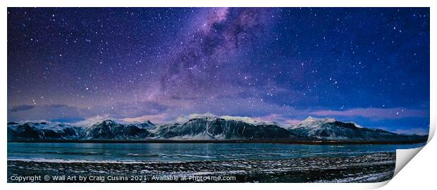 Night Sky over an Iceland Fjord Print by Wall Art by Craig Cusins