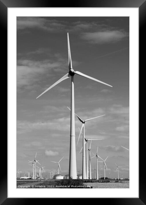 Eemshaven Turbines, Groningen, Netherlands Mono Framed Mounted Print by Imladris 