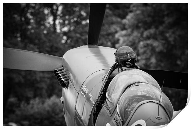 Supermarine Spitfire Pilots Helmet Print by J Biggadike