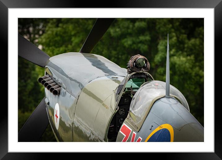 Spitfire Pilots Helmet Framed Mounted Print by J Biggadike