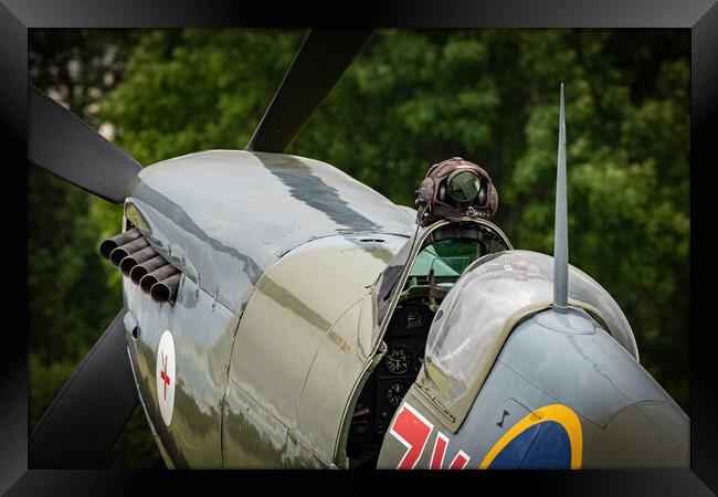 Spitfire Pilots Helmet Framed Print by J Biggadike