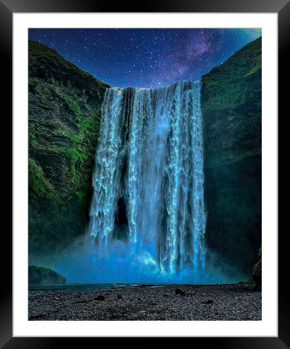 Skógafoss waterfall Iceland Framed Mounted Print by simon cowan