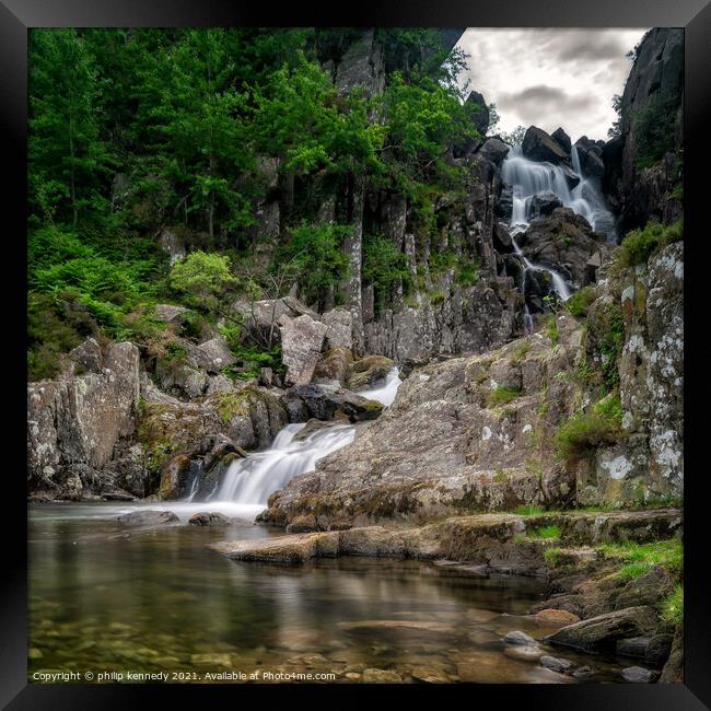 The Hidden Falls of Llyn Ogwen Framed Print by philip kennedy