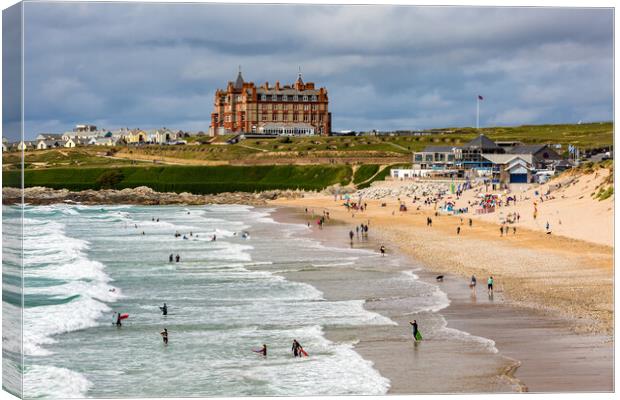 Fistral Beach in Cornwall Canvas Print by Roger Green