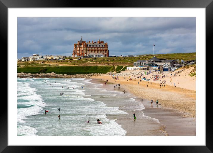 Fistral Beach in Cornwall Framed Mounted Print by Roger Green