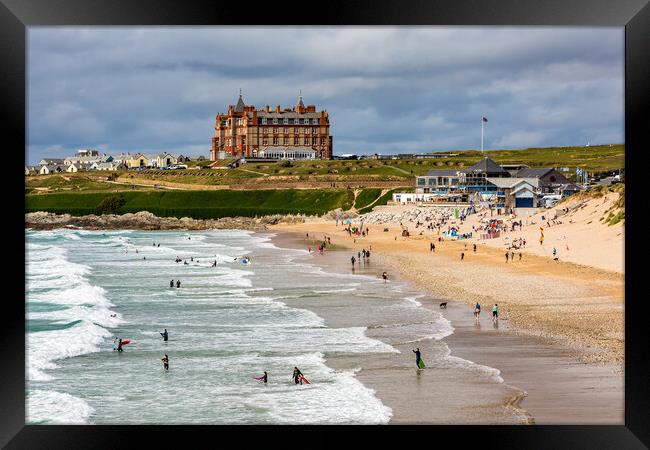 Fistral Beach in Cornwall Framed Print by Roger Green