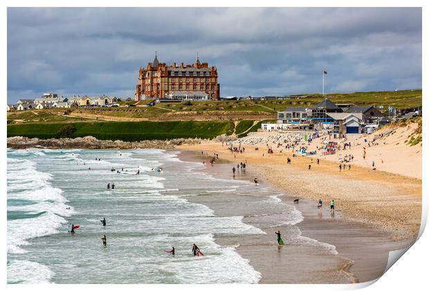 Fistral Beach in Cornwall Print by Roger Green