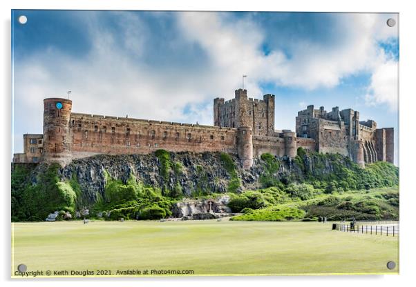 Bamburgh Castle from the Castle Green Acrylic by Keith Douglas