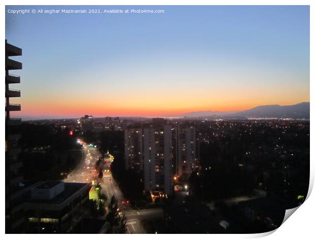 Sunset over the city of Burnaby, Print by Ali asghar Mazinanian