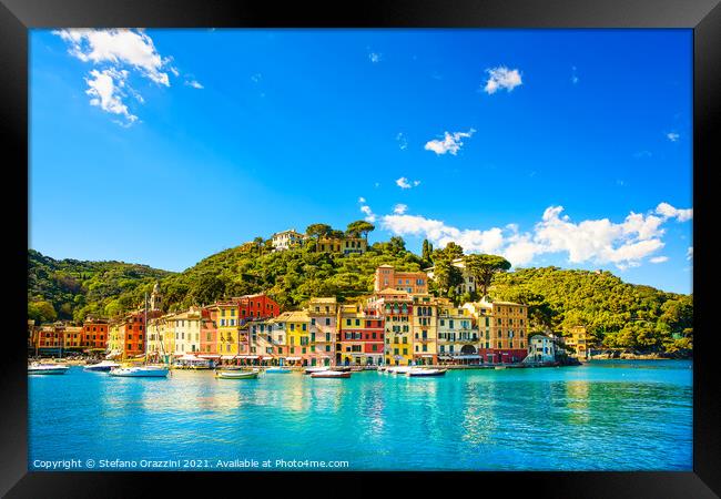 Portofino Panoramic View. Liguria, Italy Framed Print by Stefano Orazzini