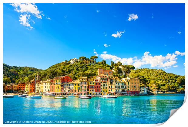 Portofino Panoramic View. Liguria, Italy Print by Stefano Orazzini