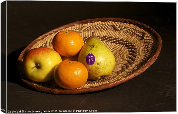 fruit basket still life Canvas Print by aron james glasser