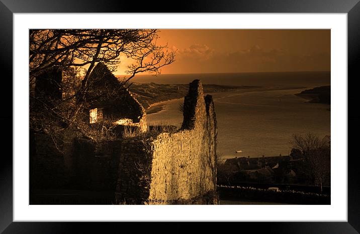 View from the Ruins of Dundrum Castle Framed Mounted Print by pauline morris