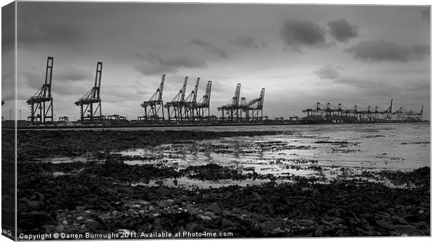 Cranes At Felixstowe Port Canvas Print by Darren Burroughs