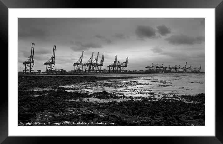 Cranes At Felixstowe Port Framed Mounted Print by Darren Burroughs