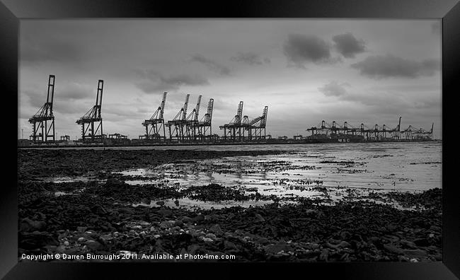 Cranes At Felixstowe Port Framed Print by Darren Burroughs