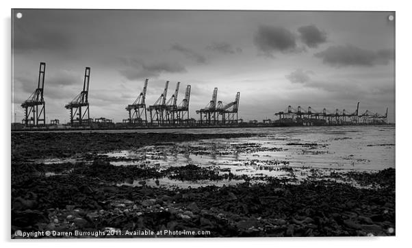 Cranes At Felixstowe Port Acrylic by Darren Burroughs