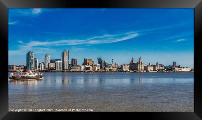 Ferry passing the famous Liverpool Waterfront Framed Print by Phil Longfoot