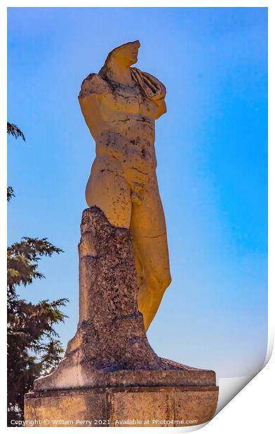 Ancient Statue Ruins Italica Roman City Seville Andalusia Spain  Print by William Perry