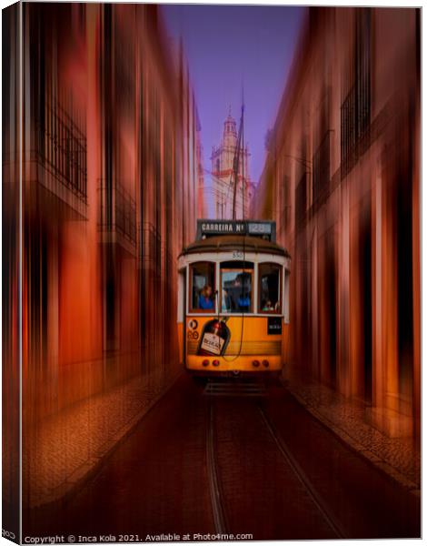 Tram Number 28 in Lisbon  Canvas Print by Inca Kala