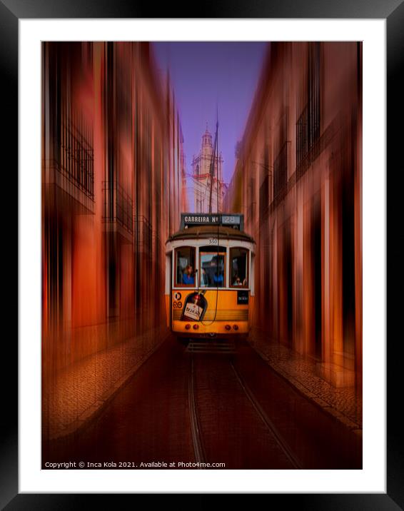 Tram Number 28 in Lisbon  Framed Mounted Print by Inca Kala