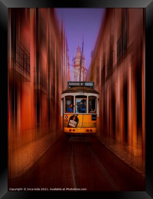 Tram Number 28 in Lisbon  Framed Print by Inca Kala