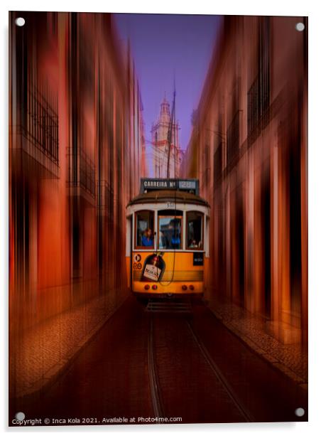 Tram Number 28 in Lisbon  Acrylic by Inca Kala