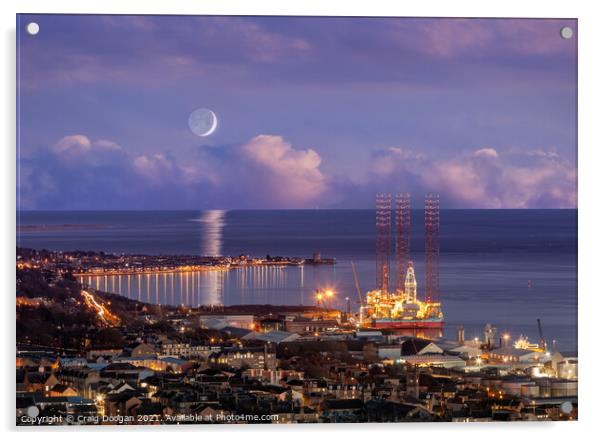 Dundee City Moonscape Acrylic by Craig Doogan